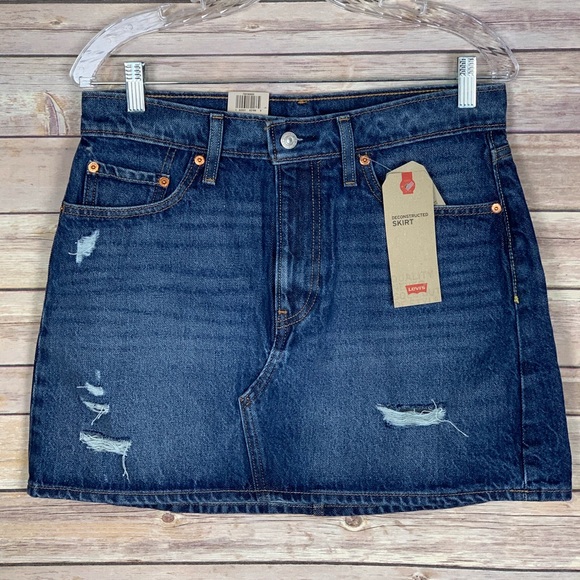 Levi’s deconstructed denim mini skirt size 8 NWT - Picture 5 of 11